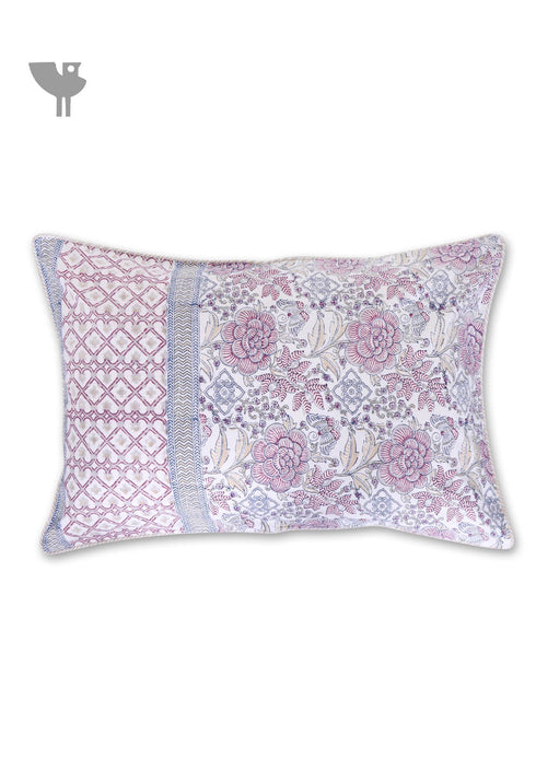 40s Cotton Pillow Cover in Floral Block Print