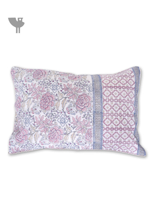 40s Cotton Pillow Cover in Floral Block Print