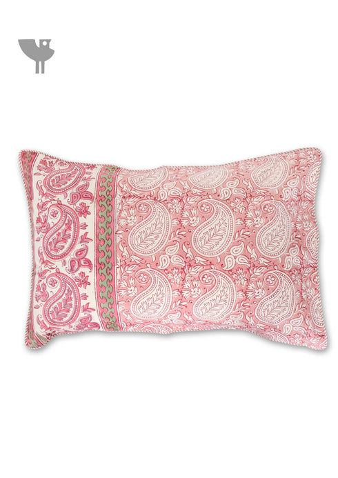 40s Cotton Pillow Cover in Floral Block Print