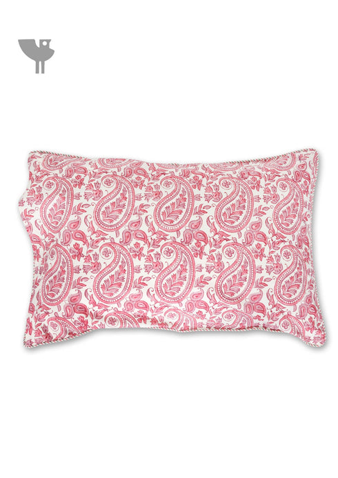 40s Cotton Pillow Cover in Floral Block Print