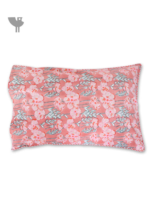 40s Cotton Pillow Cover in Floral Block Print