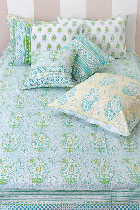 20s Cotton Lumbar Cushion Cover In Graphic Block Print