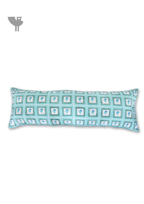 20s Cotton Lumbar Cushion Cover in Floral Block Print