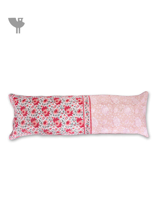 20s Cotton Lumbar Cushion Cover in Floral Block Print