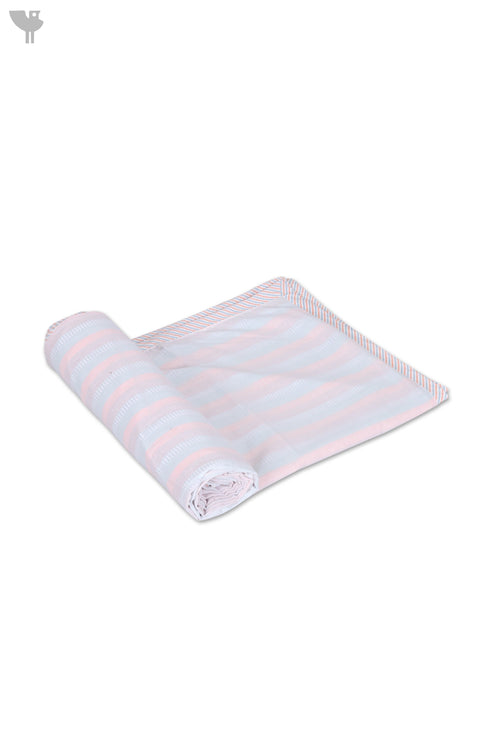 Mulmul Cotton Khasto Dohar In Striped Print