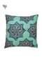 20s Cotton Cushion Cover In Mint Green and Slate Grey Geometric Floral Block Print
