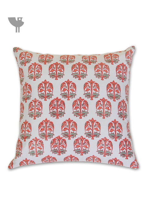 20s Cotton Cushion Cover in Floral Block Print