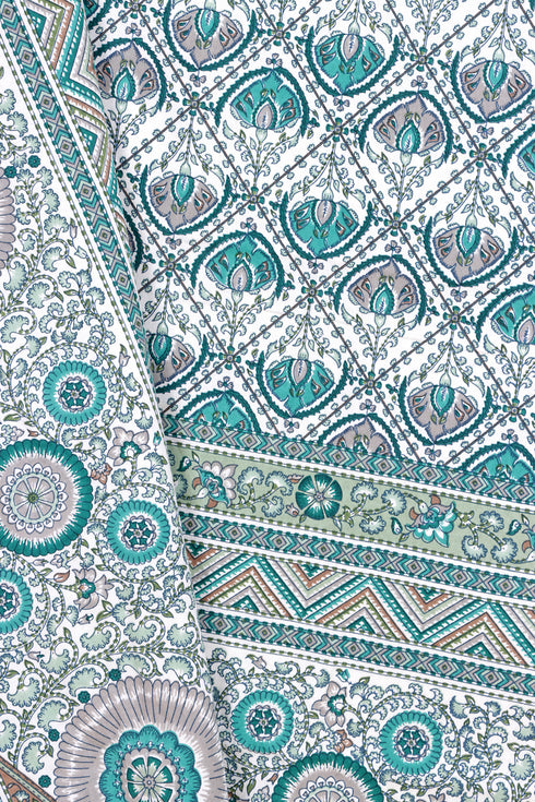 20s Cotton Bed Cover in Floral Block Print