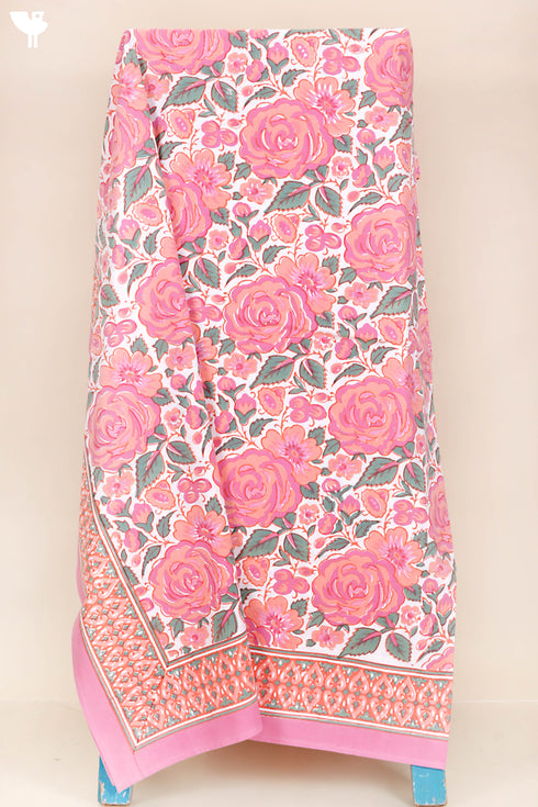 20s Cotton Bed Cover in Floral Block Print