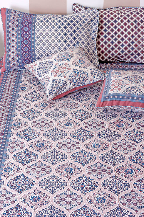 20s Cotton Bed Cover In Geometric Print