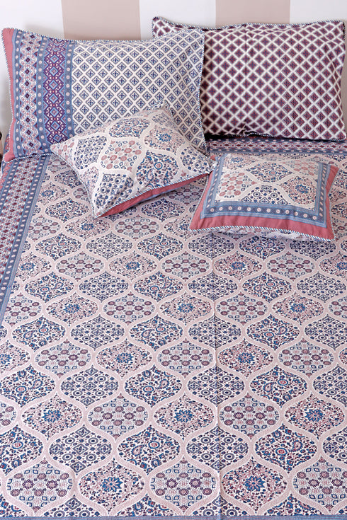 20s Cotton Bed Cover In Geometric Print