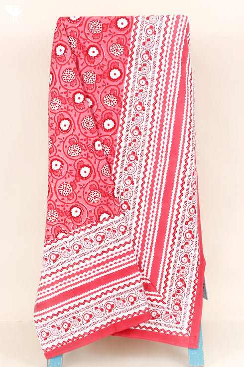 20s Cotton Bed Cover in Floral Block Print