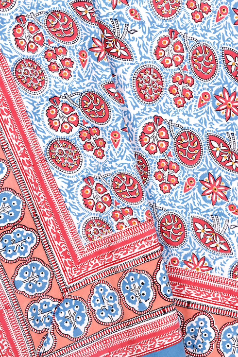 20s Cotton Bed Cover in Block Print