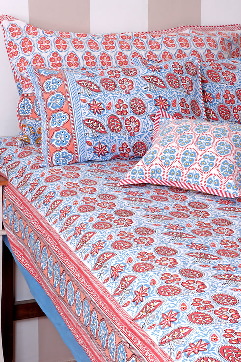 20s Cotton Bed Cover in Block Print