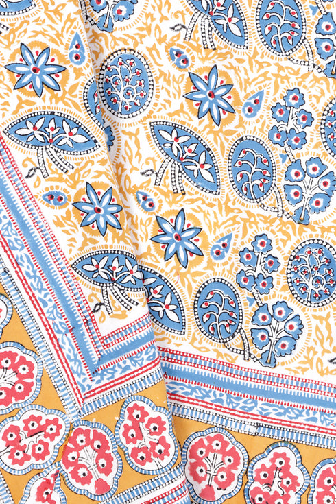 20s Cotton Bed Cover in Block Print