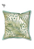 20s Cotton Cushion Cover In Ecru And Emerald Green Foliage Print