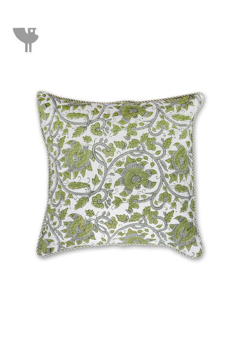 20s Cotton Cushion Cover in Floral Block Print
