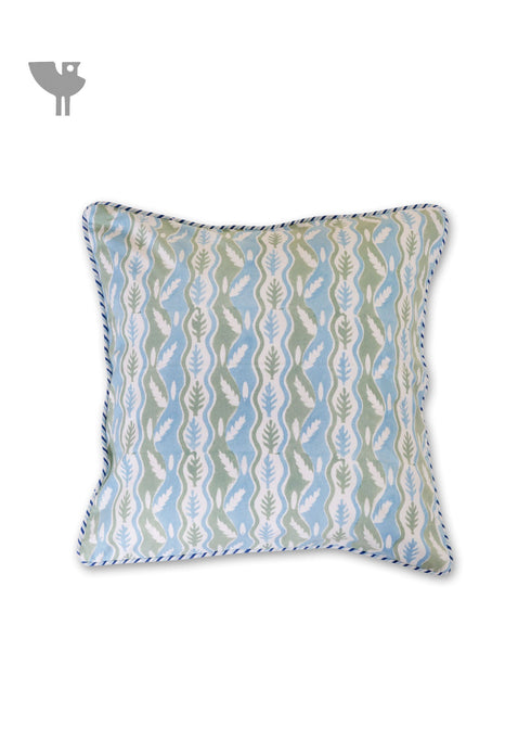 20s Cotton Cushion Cover in Block Print with Piping