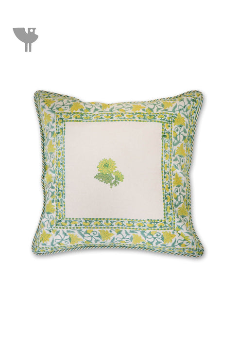 20s Cotton Cushion Cover in Floral Block Print