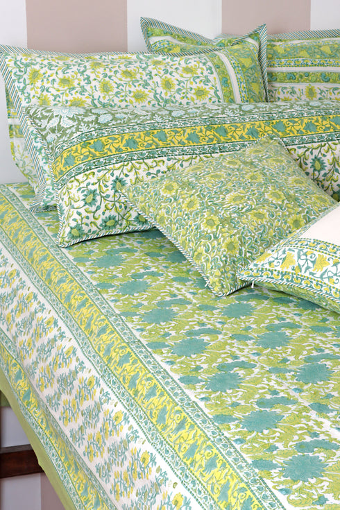 20s Cotton Cushion Cover in Floral Block Print