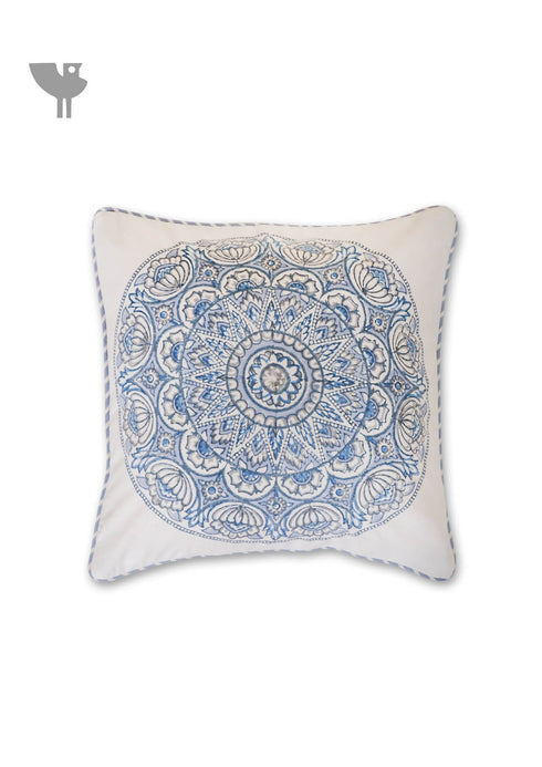 20s Cotton Cushion Cover in Block Print with Piping
