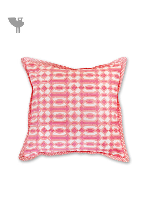 20s Cotton Cushion Cover in Block Print with Piping