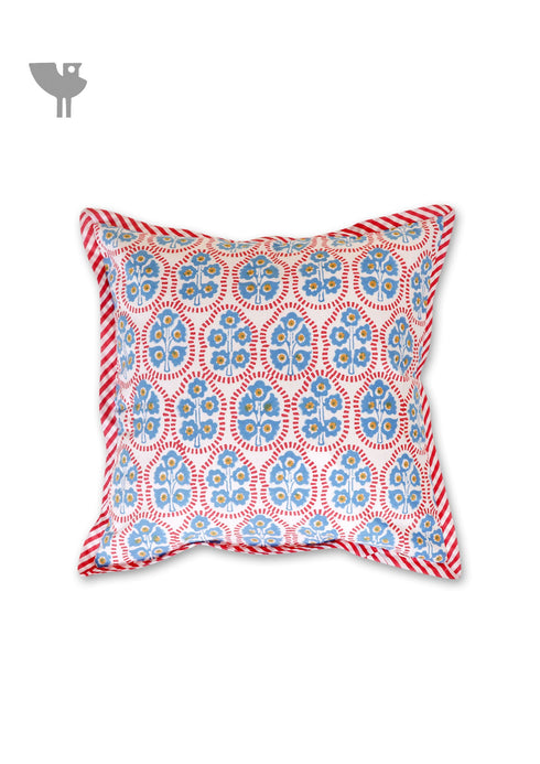 20s Cotton Cushion Cover in Block Print with Piping