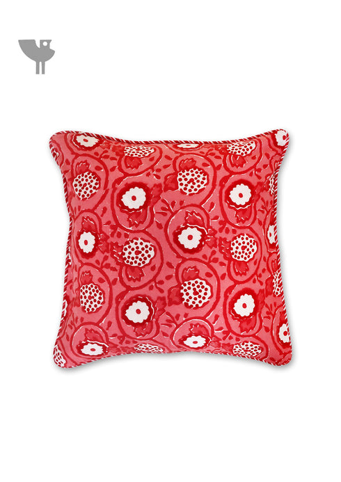 20s Cotton Cushion Cover in Block Print with Piping