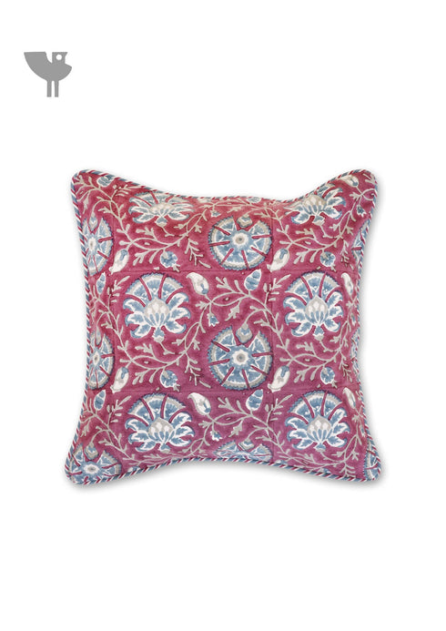 20s Cotton Cushion Cover in Block Print with Piping