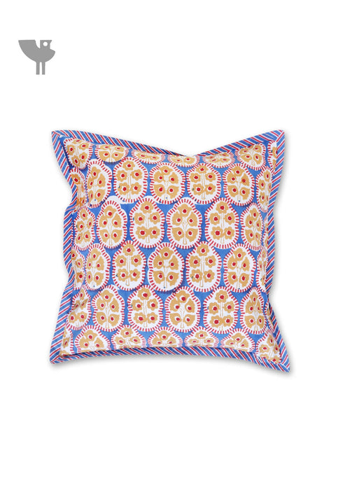 20s Cotton Cushion Cover in Block Print with Piping