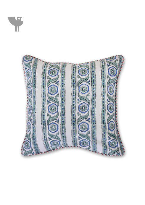 20s Cotton Cushion Cover in Floral Block Print