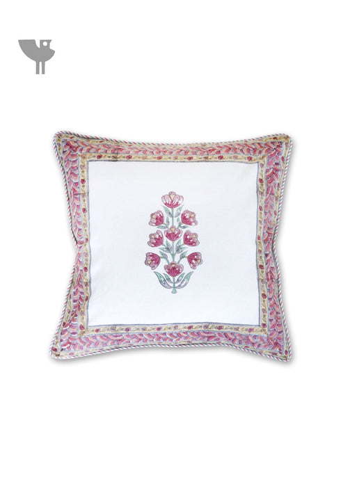 20s Cotton Cushion Cover in Floral Block Print
