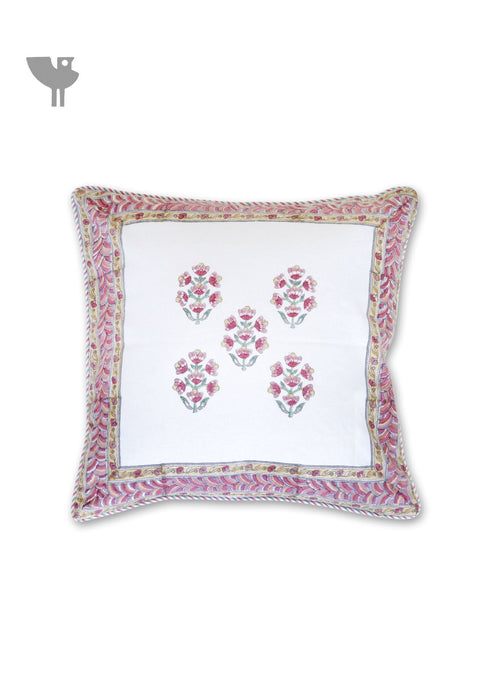 20s Cotton Cushion Cover in Floral Block Print