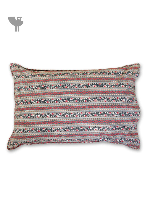 40s Cotton Pillow Cover In Cloud Grey and Rose Pink Floral Print