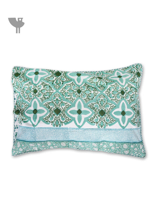 40s Cotton Pillow Cover in Floral Block Print