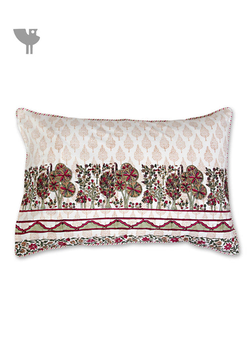 40s Cotton Pillow Cover in Floral Block Print