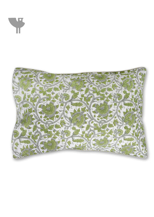 40s Cotton Pillow Cover in Floral Block Print