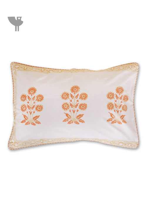 40s Cotton Pillow Cover in Block Print