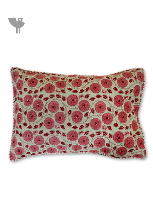 40s Cotton Pillow Cover in Floral Block Print