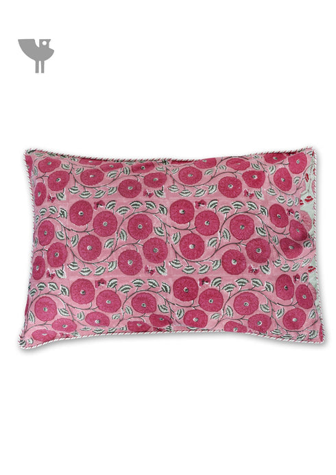40s Cotton Pillow Cover in Floral Block Print