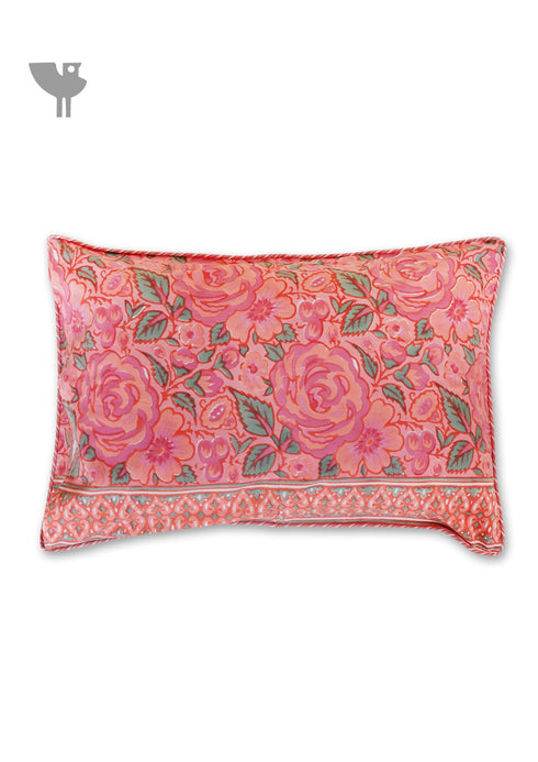 40s Cotton Pillow Cover in Floral Block Print