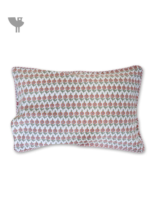 40s Cotton Pillow Cover in Floral Print