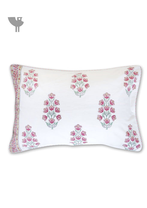 40s Cotton Pillow Cover in Floral Block Print
