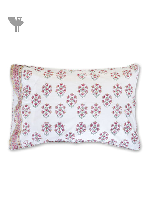 40s Cotton Pillow Cover in Floral Block Print