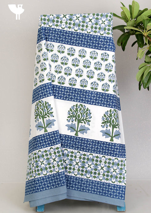 20s Cotton KING SIZE Bed Cover in Floral Block Print