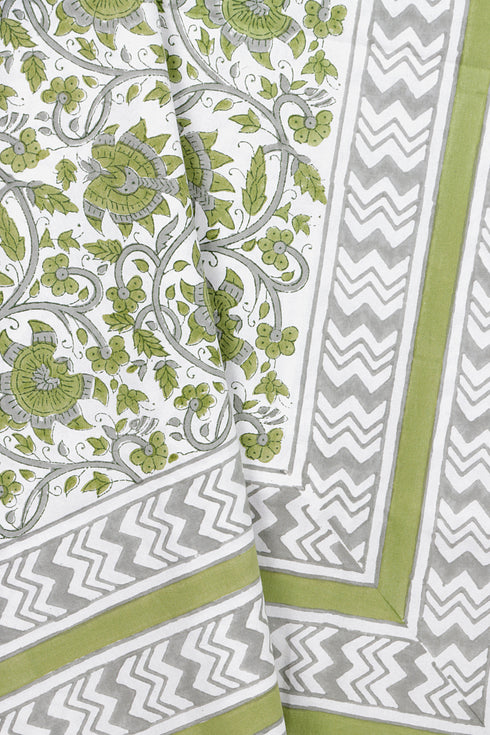 20s Cotton KING SIZE Bed Cover in Floral Block Print