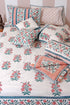 20s Cotton KING SIZE Bed Cover In Floral Block Print