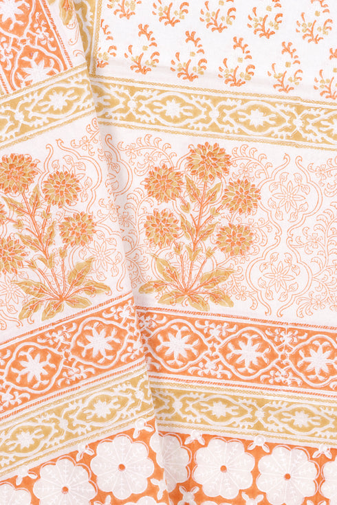 20s Cotton KING SIZE Bed Cover In Floral Block Print