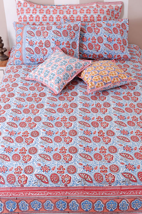20s Cotton KING SIZE Bed Cover In Block Print