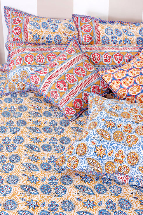 20s Cotton KING SIZE Bed Cover In Block Print